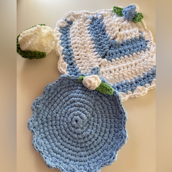 Handmade Other - Aesthetic Blue & White Crochet Potholders